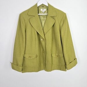 Talbots Classic VTG Chartreuse Green Italian Fabric Blazer Petite Size 22W NWOT